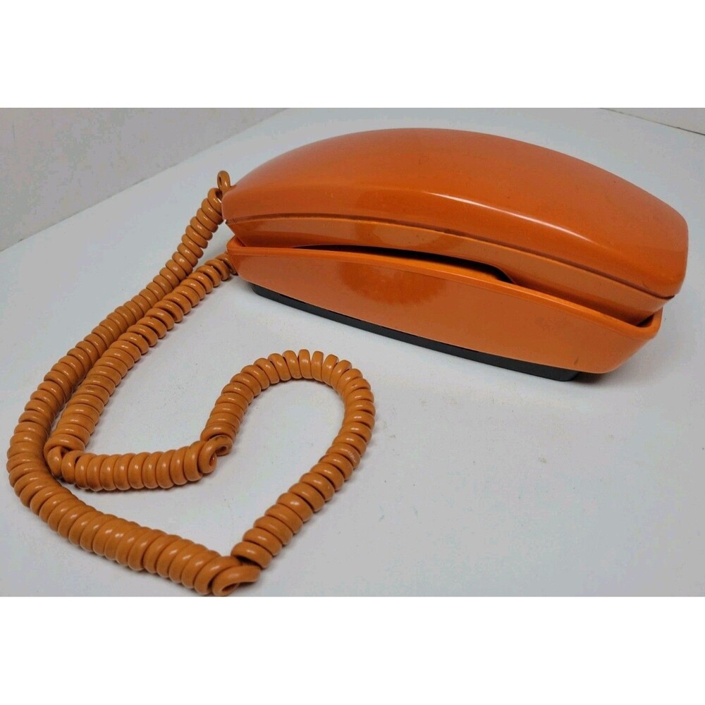 Vintage Orange GTE Rotary Phone for parts or restoration MCM